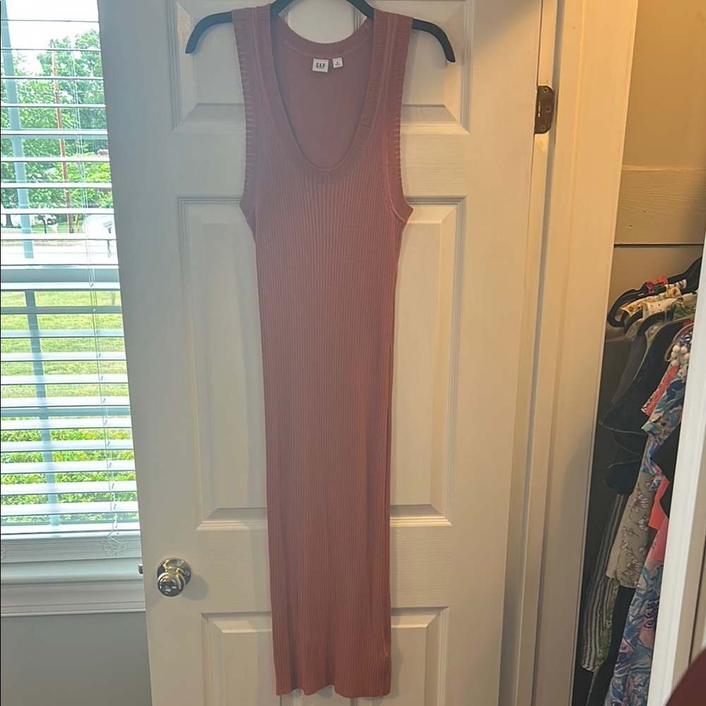 Sleeveless Ribbed Knit Dress in Rust by GAP